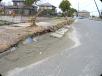 液状化現象により地下よりあふれ出た状態